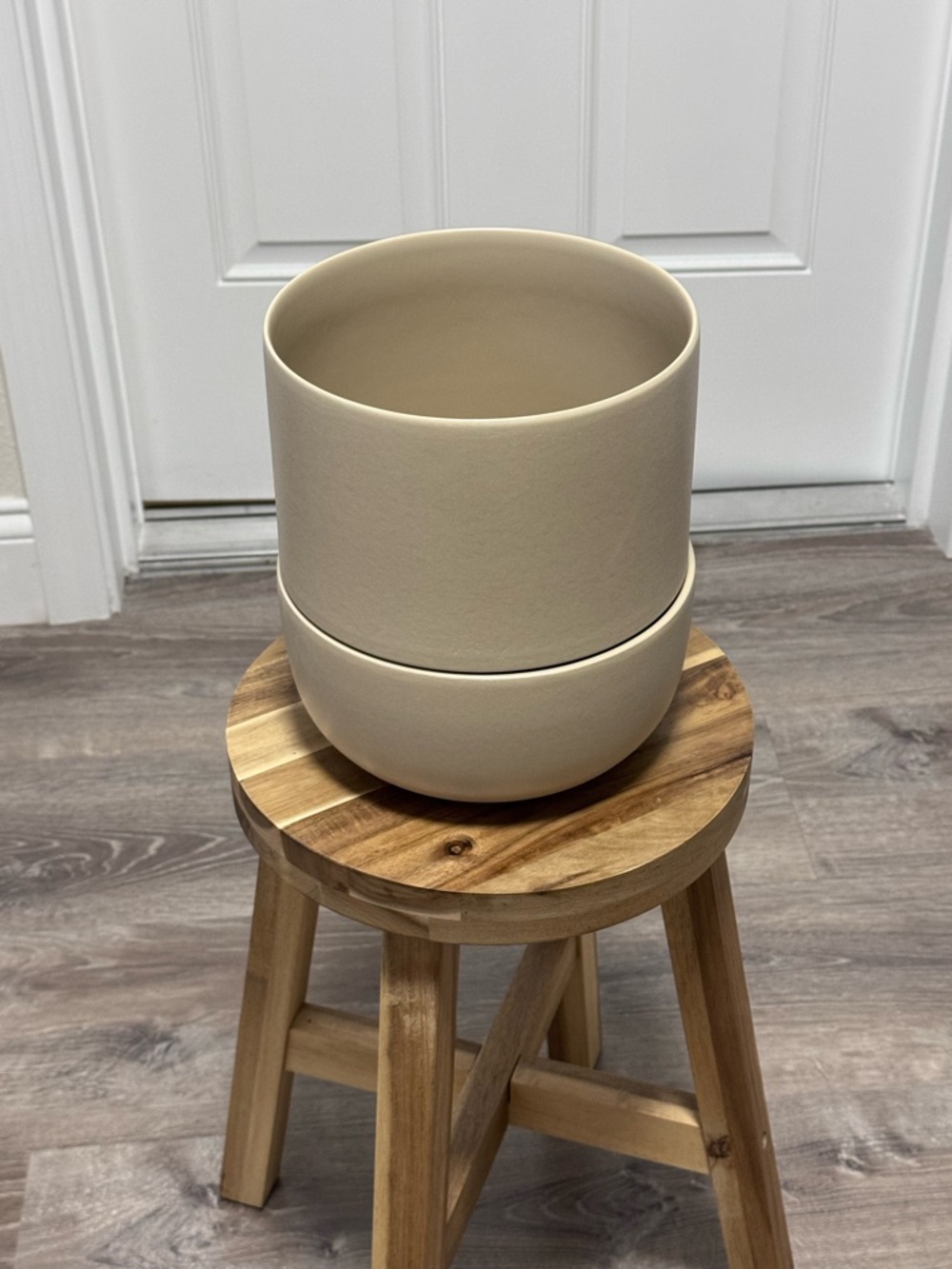 FABLE Home Large Planter Coastal Cream Ceramic Pot + Tray New In Box - Picture 14 of 15
